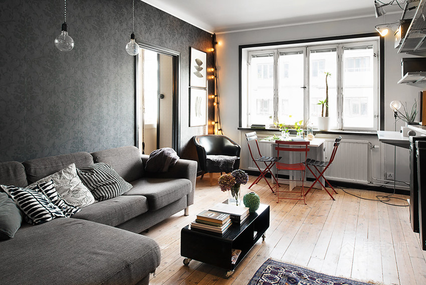 现代简约客厅灰色沙发组合图片