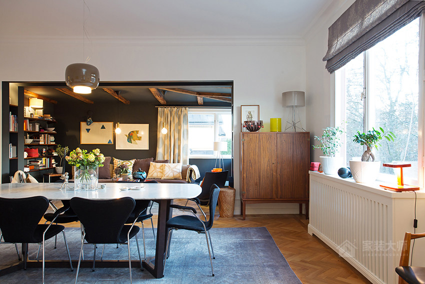 瑞典黑白现代风百年公寓改造装修效果图