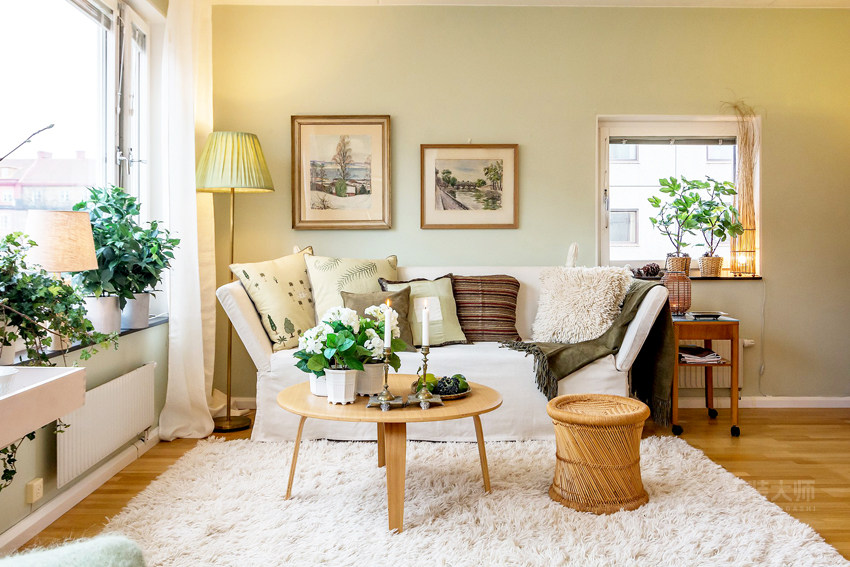 自然小清新客厅柔色沙发图片