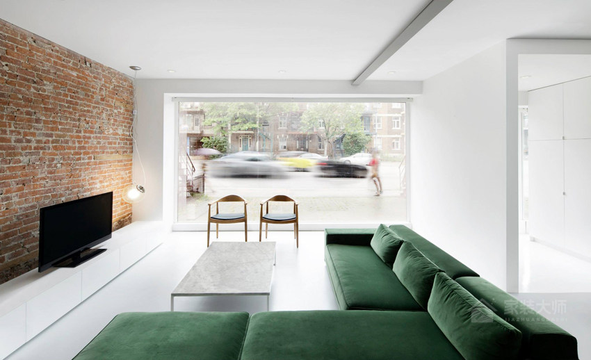 现代简约客厅绿色转角沙发效果图