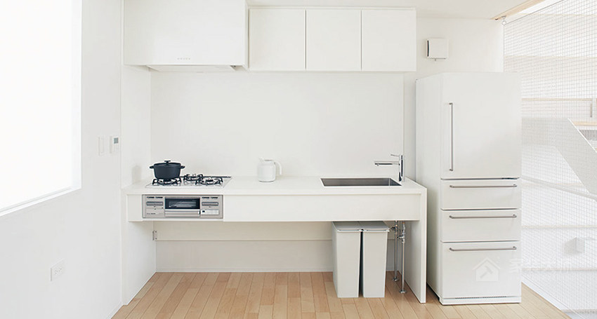 简约厨房白色橱柜门板效果图