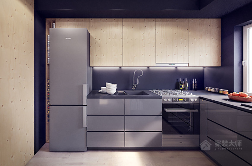 现代时尚北欧风厨房灰色橱柜门板图片