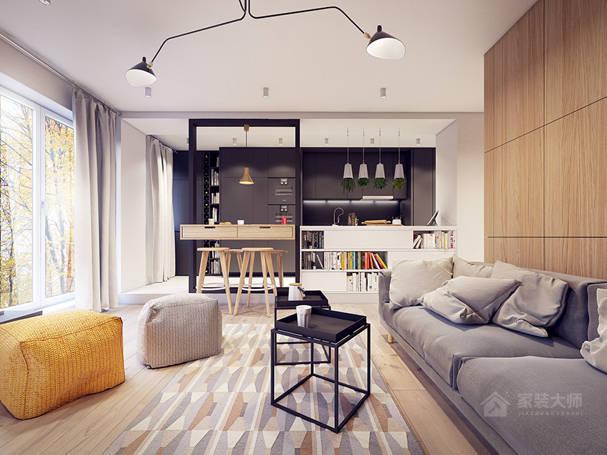 现代客厅灰色时尚简约沙发效果图