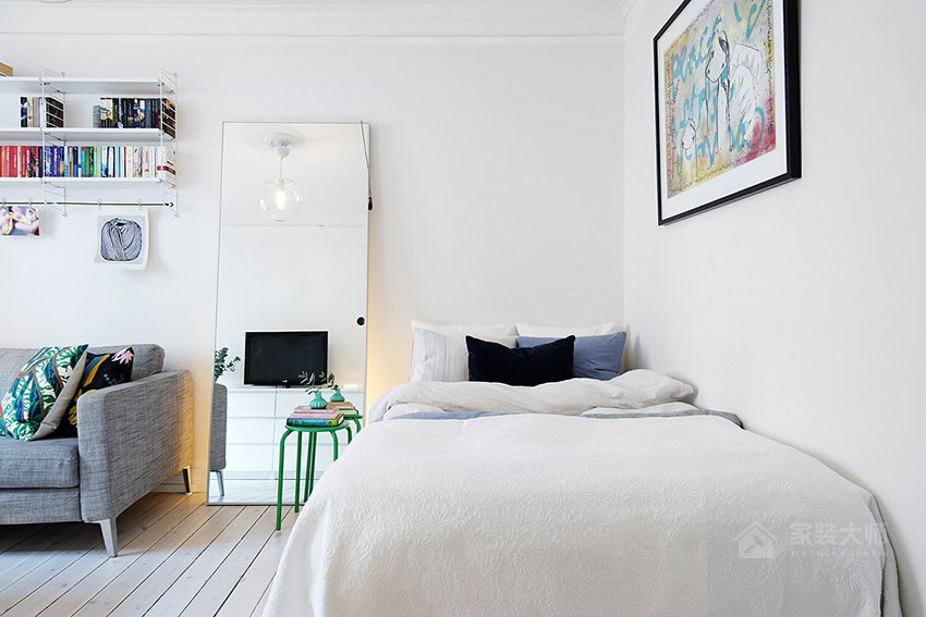 现代卧室简约时尚灰色单人床图片