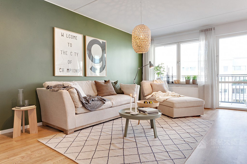 现代简约客厅绿色清新背景图片