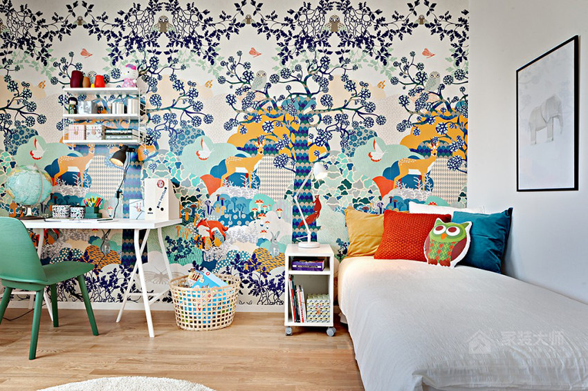 流行时尚卧室彩色墙纸图片