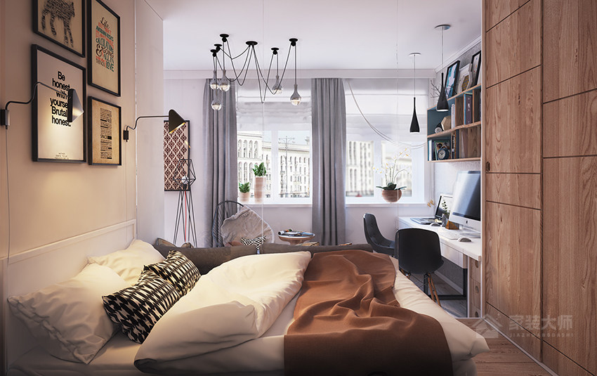 现代北欧风卧室欧式双人床图片