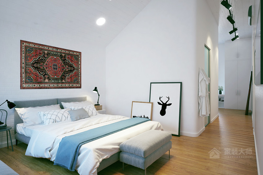 現代簡約臥室雙人床圖片