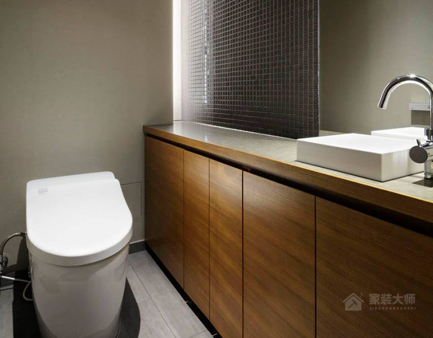 現代時尚簡約衛生間實木原木色浴室柜圖片