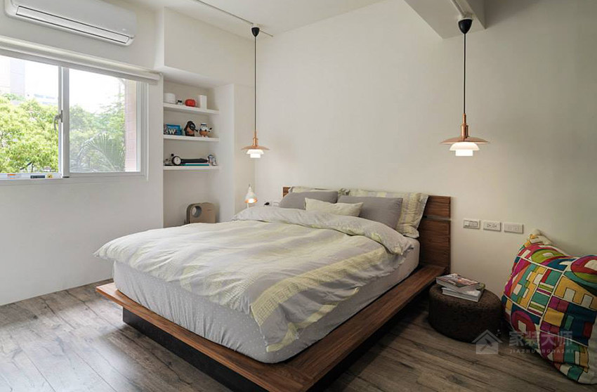 北欧风公寓卧室双人床展示图