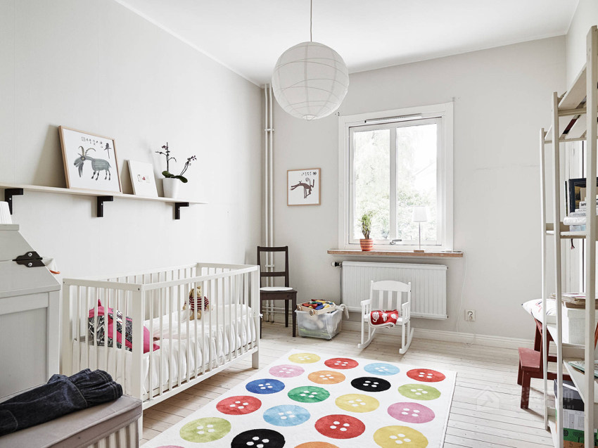 明亮清爽親子公寓兒童房白色簡約實木床圖片