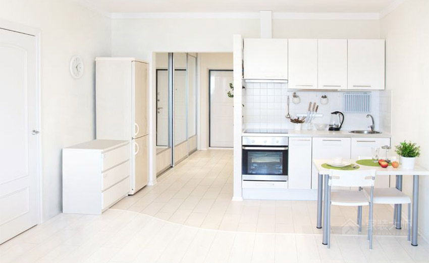 小清新厨房白色橱柜门板展示图