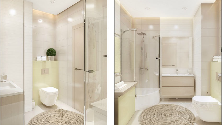 清新現代風(fēng)公寓衛生間原木色浴室柜圖片