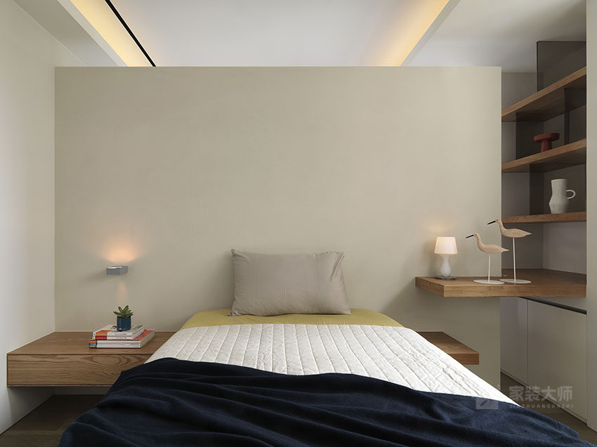 简约清新日式风卧室单人床效果图