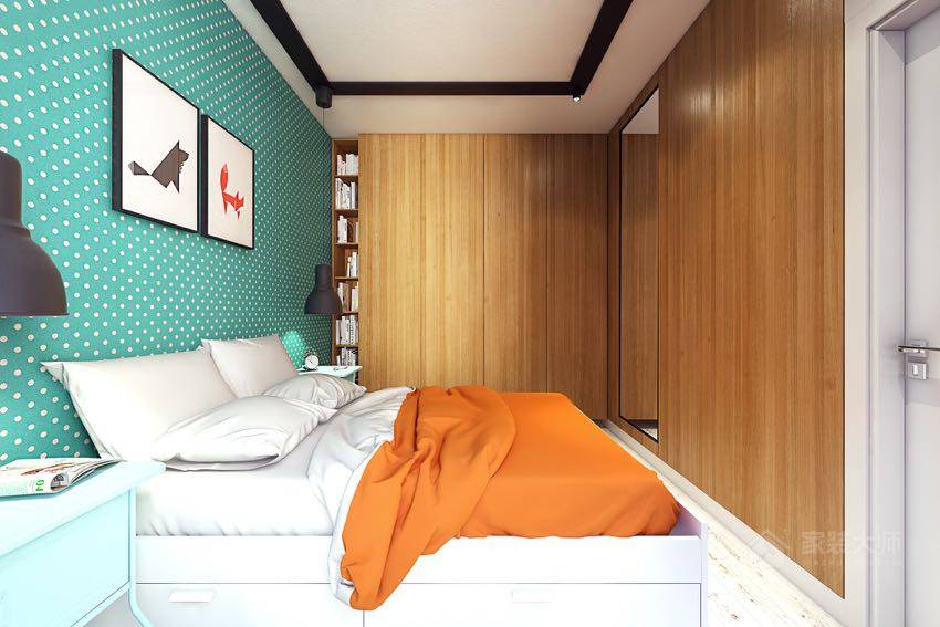 現代北歐風臥室簡約雙人床圖片