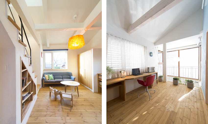 日本复古风挑高公寓装修效果图