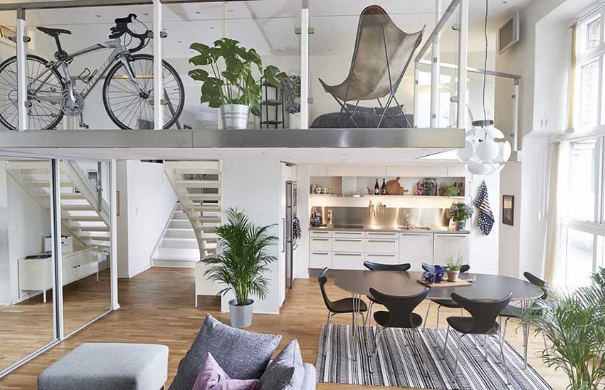 瑞典21 坪现代风挑高公寓装修效果图