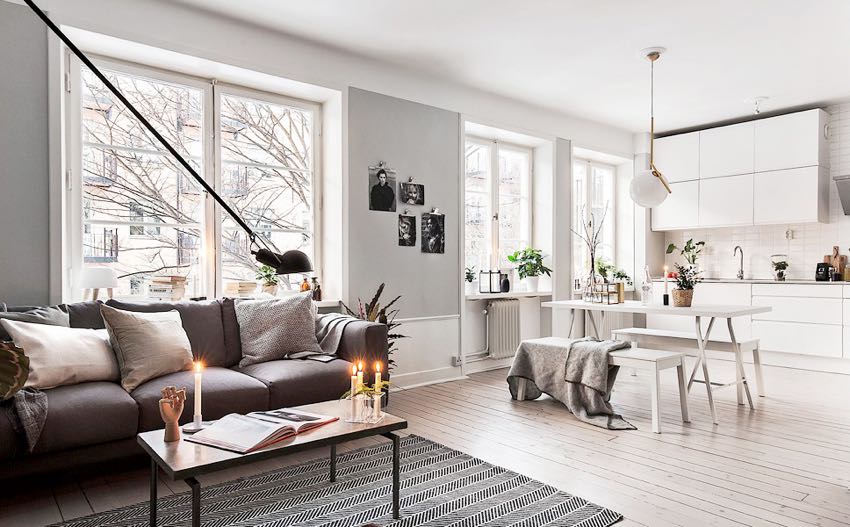 瑞典黑灰色系简约公寓装修效果图