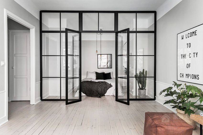 瑞典黑灰色系简约公寓装修效果图
