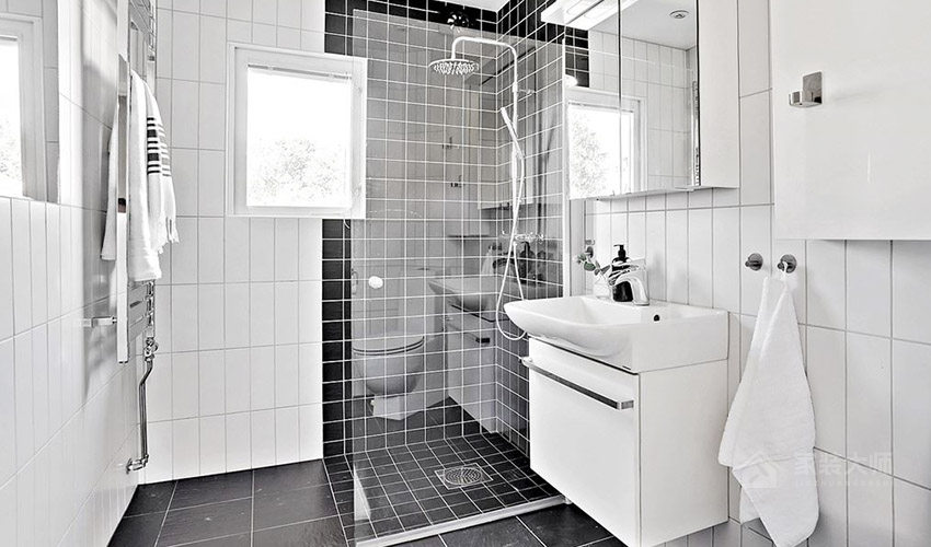 北欧风格卫生间白色石材浴室柜图片