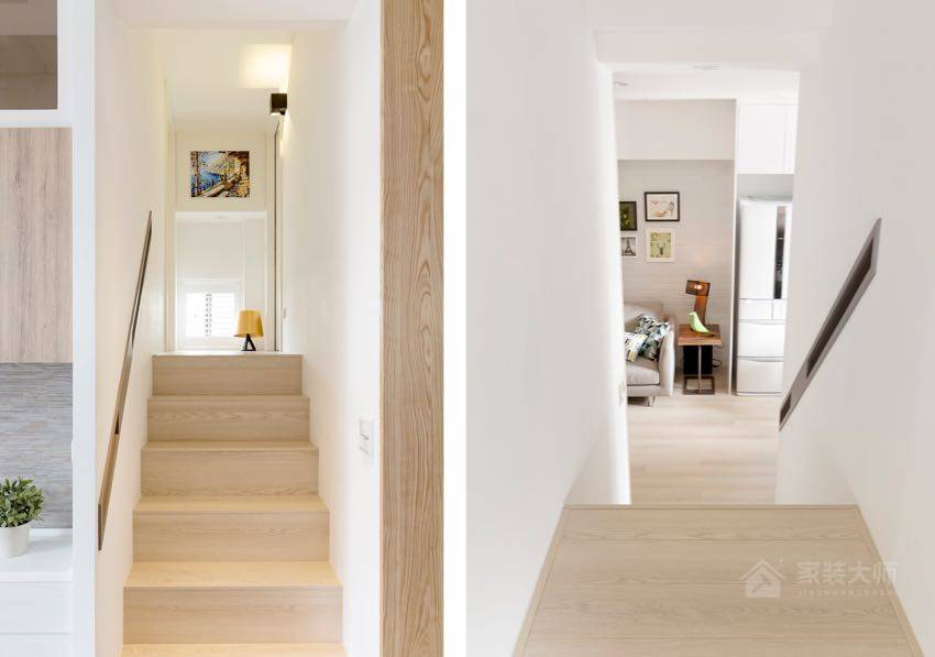 時尚北歐風公寓過道木材質樓梯圖片