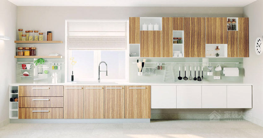 现代时尚厨房实木橱柜展示图