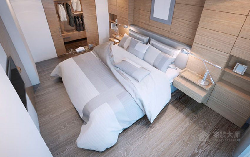 現代時(shí)尚系統家具臥室雙人床效果圖