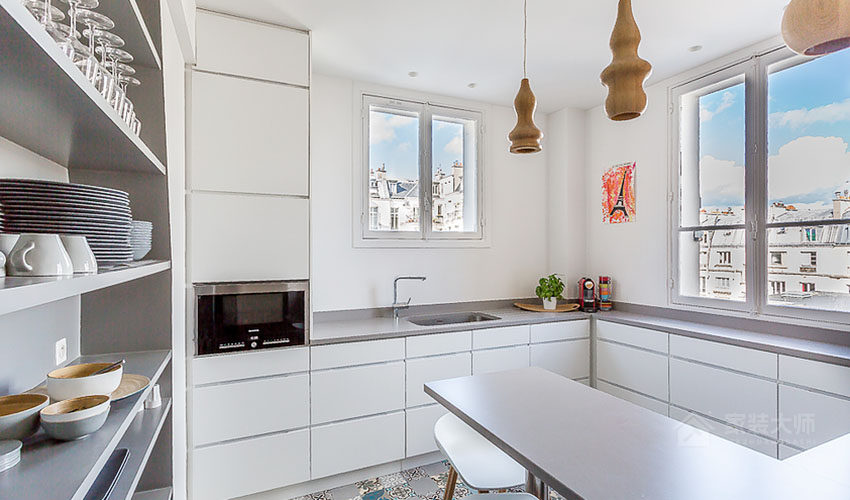 时尚日光厨房白色橱柜门板效果图