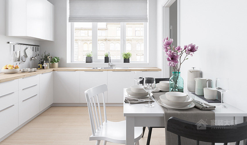 現代北歐風(fēng)廚房家庭餐桌椅展示圖