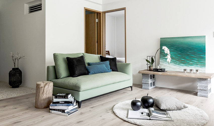 時尚客廳歐式綠色布藝沙發圖片