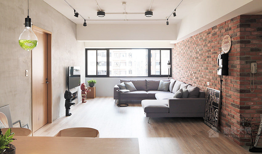 自然系客厅灰色现代布艺沙发图片