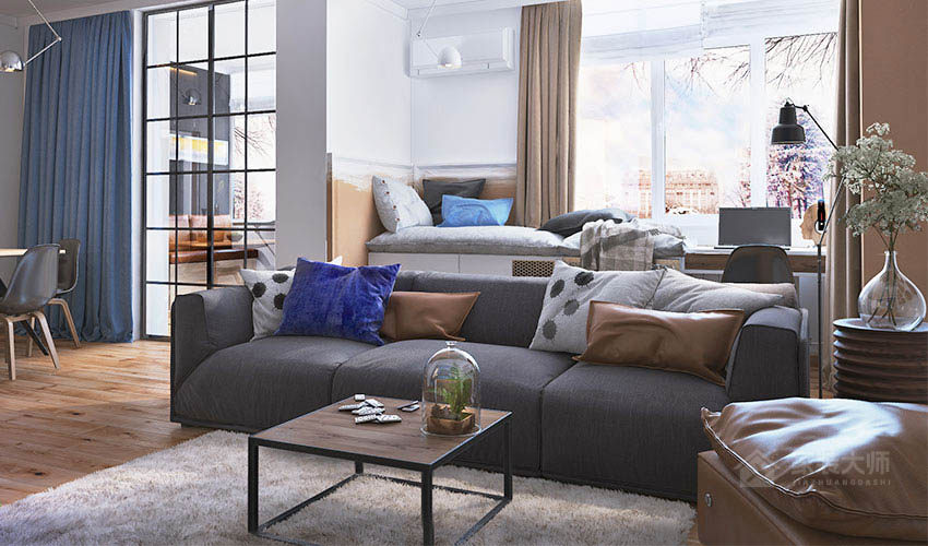 现代暖系客厅现代布艺沙发图片
