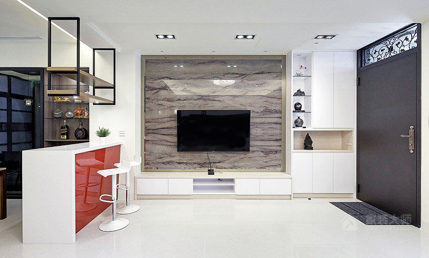 現代客廳簡約電視墻效果圖