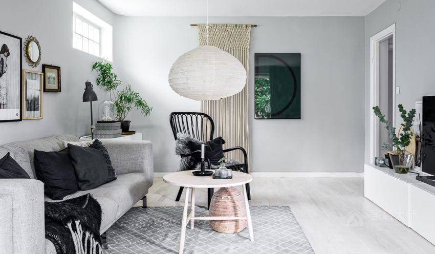 精致北欧风客厅灰色欧式布艺沙发图片