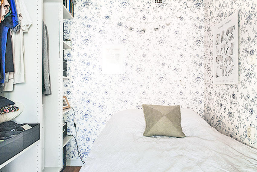时尚北欧风格卧室花色墙纸图片