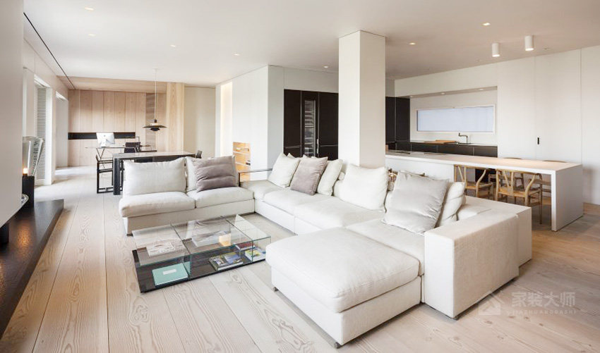 時尚現代客廳流行米色布藝沙發圖片