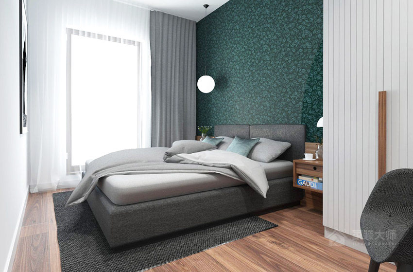 北欧风格卧室双人床展示图