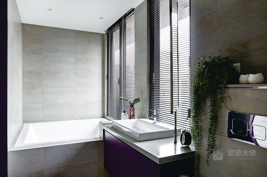 简约卫生间紫色浴室柜效果图