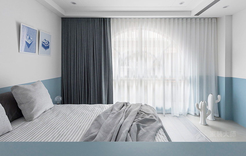 現代風格臥室灰色窗簾圖片