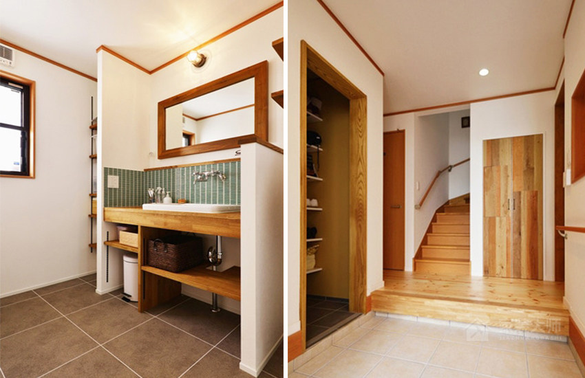 樓梯式收納層架之日本31坪木質(zhì)溫暖公寓裝修效果圖