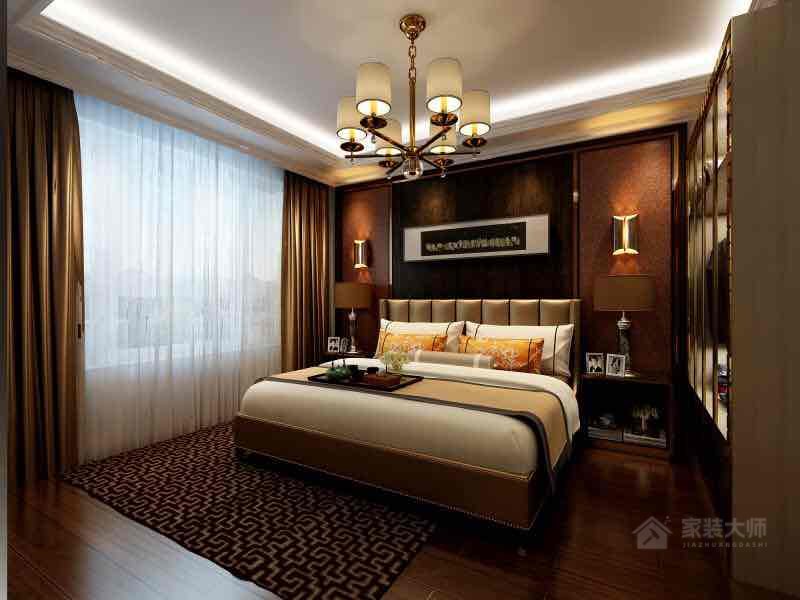 古典设计卧室板式双人床图片