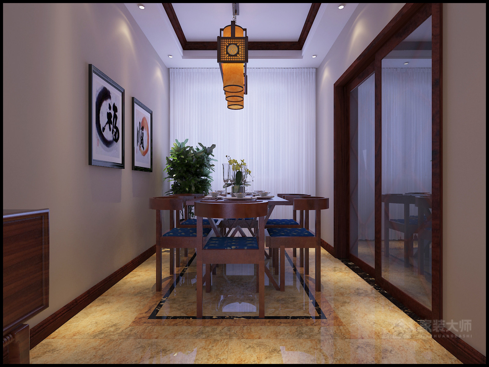陽(yáng)光波士頓125㎡中式三居室裝修效果圖