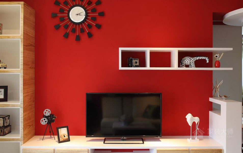 客廳紅色電視墻家裝效果圖