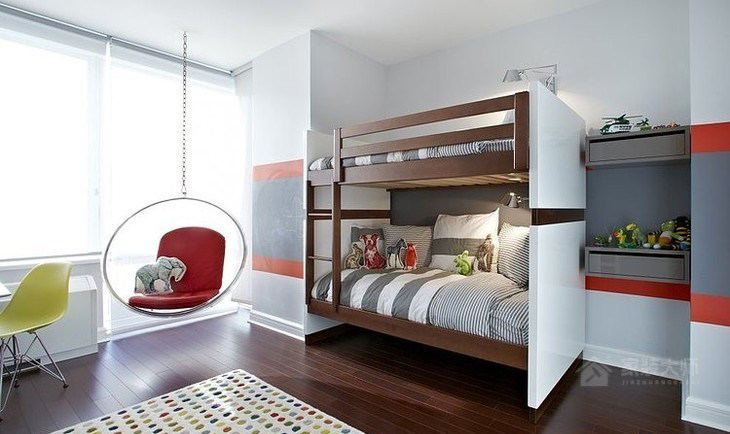 美式风格儿童高低床家装效果图