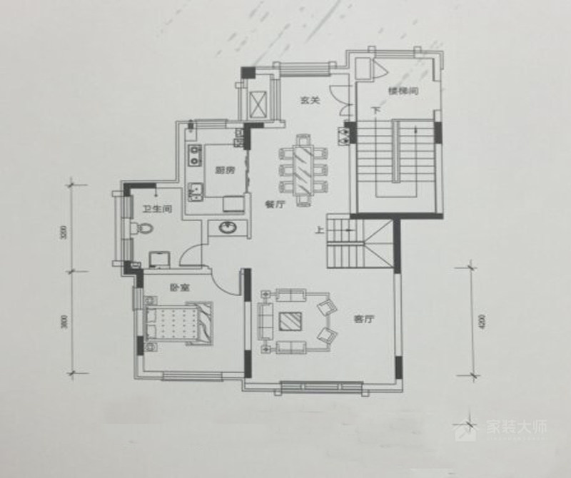 团泊湖美式风格三居装修效果图