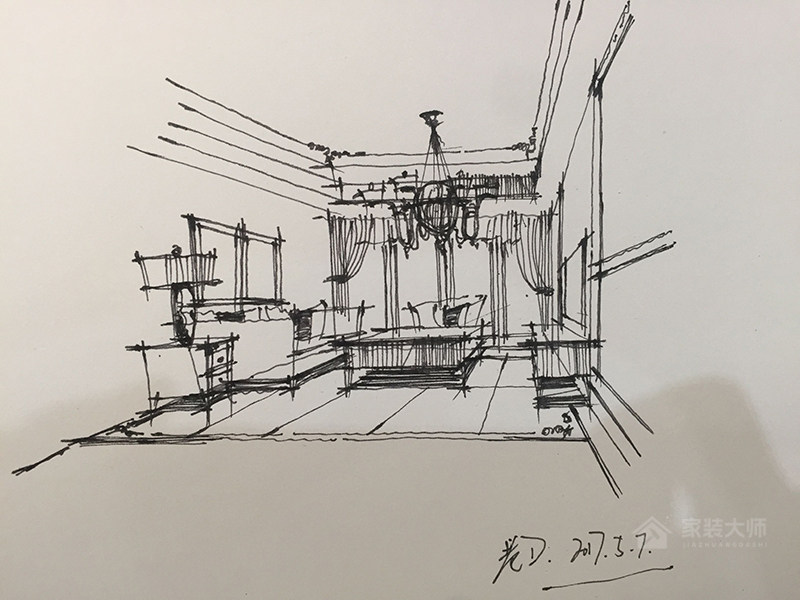 手绘作品集现代简约风格四居装修图片