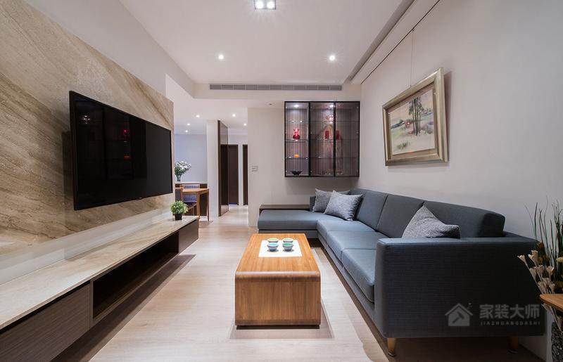 现代简约客厅装修转角沙发效果图
