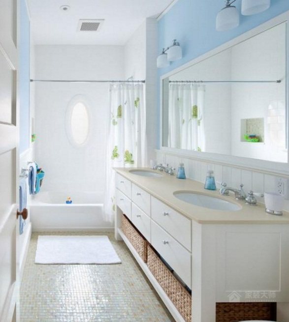 韩式卫生间白色实木浴室柜图片
