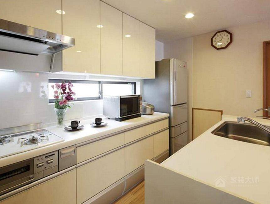 現代韓式風廚房白色烤漆櫥柜圖片