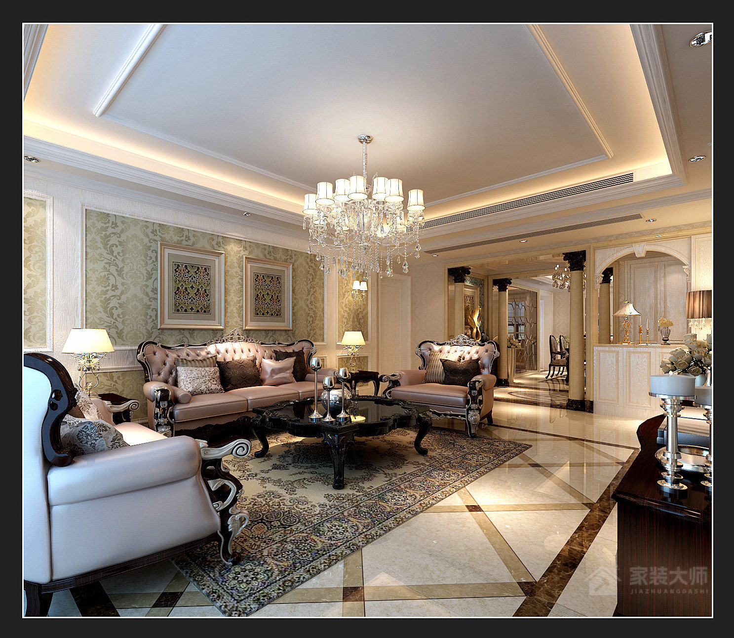 古典设计客厅轻奢水晶吊灯图片